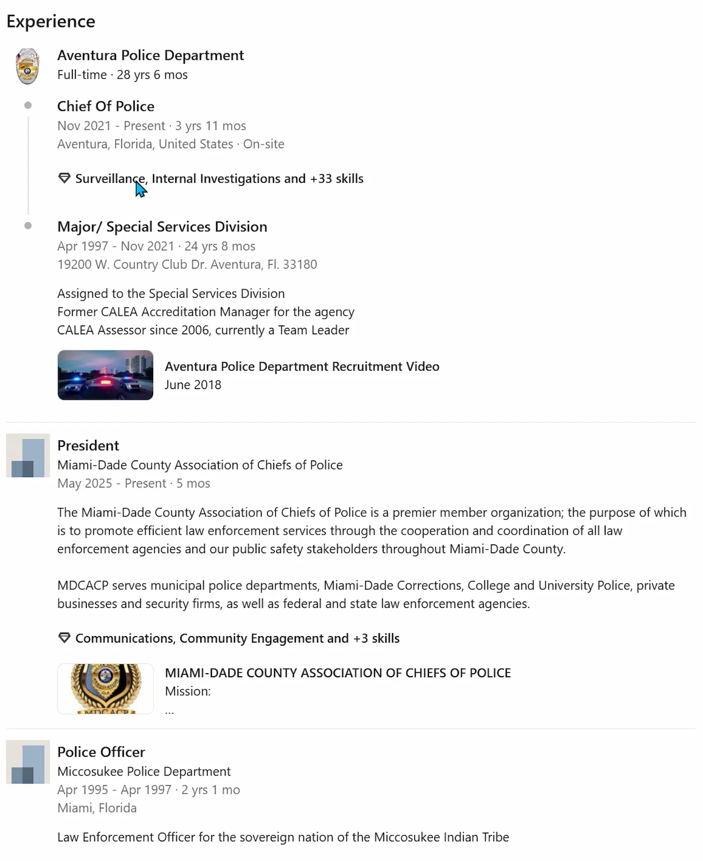 Michael Bentolila Chief of Police, City of Aventura